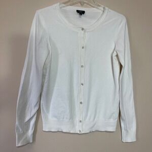 Talbots Cream Pima Cotton Cardigan Sweater Womens Petites S Button Lightweight